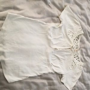 Free People lace tee white